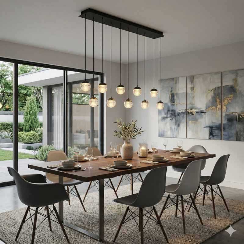Heatherly 10 - Light Cluster Pendant, Black