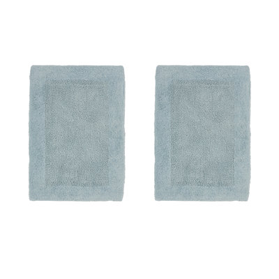 Moriceau 100% Cotton 2370 GSM Tufted Reversible 2-Piece Bath Rug Set – Ultra Soft, Highly Absorbent, Machine Washable, OEKO-TEX Certified, Ideal for Bathtub, Vanity & Sink Areas, Blue