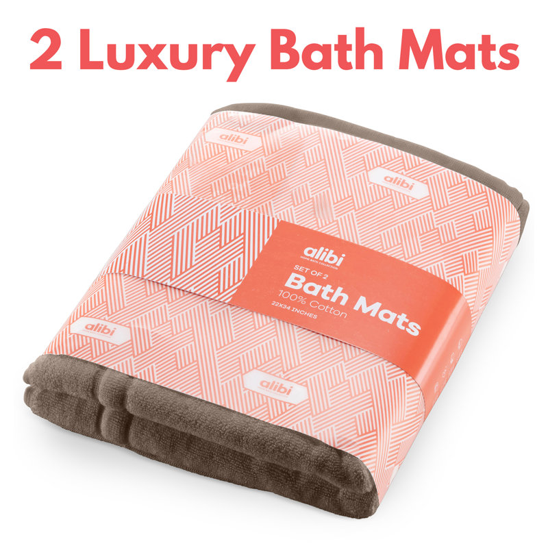 Ensemble de tapis de bain de couleur unie Altynai, 26", 44", Latte