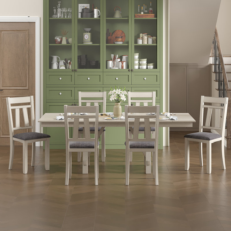 Ensemble de table de salle à manger à rallonge 7 pièces 7 "à 90" Modern