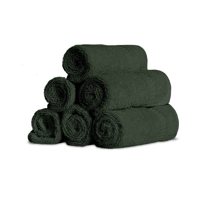  Ensemble de débarbouillette 100% coton turc Hamptons Luxury, Vert kaki