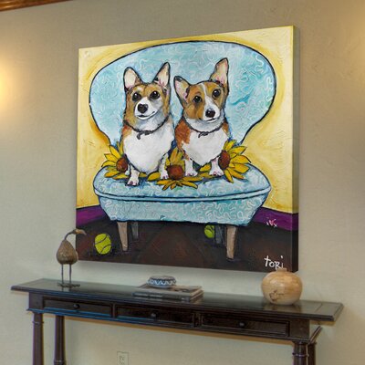 Corgi's in Chair by Tori Campisi Painting Print on Wrapped Canvas -  Marmont Hill, MH-TORI-55-C-24