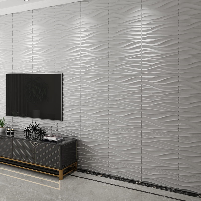 3D Wavy Pvc Wall Panel In Matt White Cover 2.97 Sq Meter, For Interior Wall Décor In Living Room,Bedroom,Lobby,Office,Shopping Mall,12Pcs