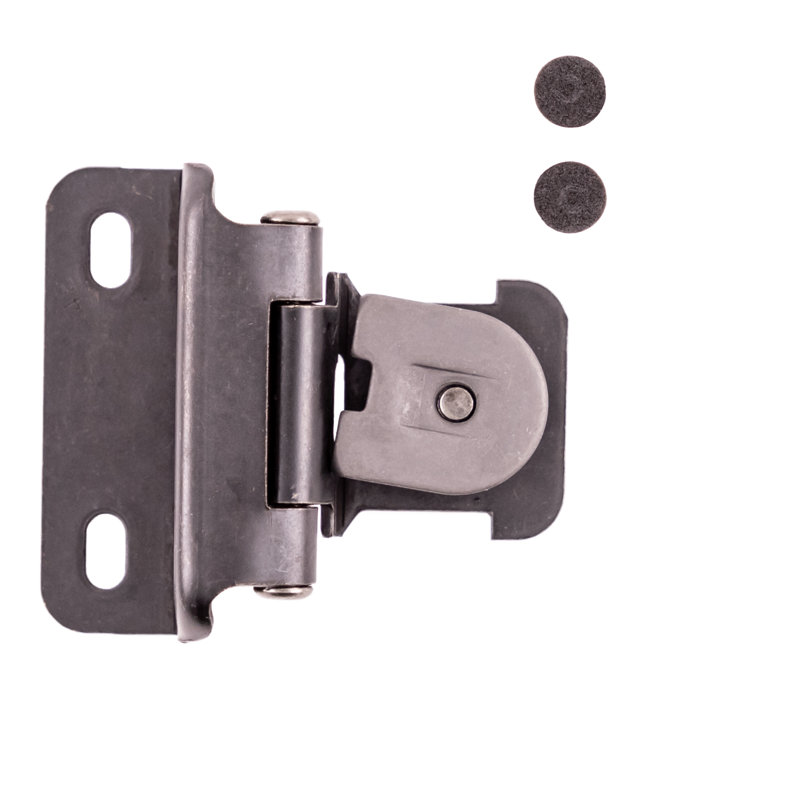 Charnière simple démontable 1/2 po avec cadre à recouvrement automatique - charnières de porte d'armoire, Noir / fer noir