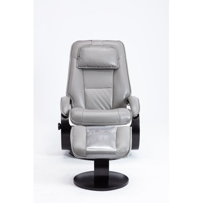Chaiken Relax-R 29.5"" Wide Faux Leather Manual Swivel Ergonomic Recliner with Ottoman -  Red Barrel Studio®, 1F1508D714684C47951AC663F5C647CF