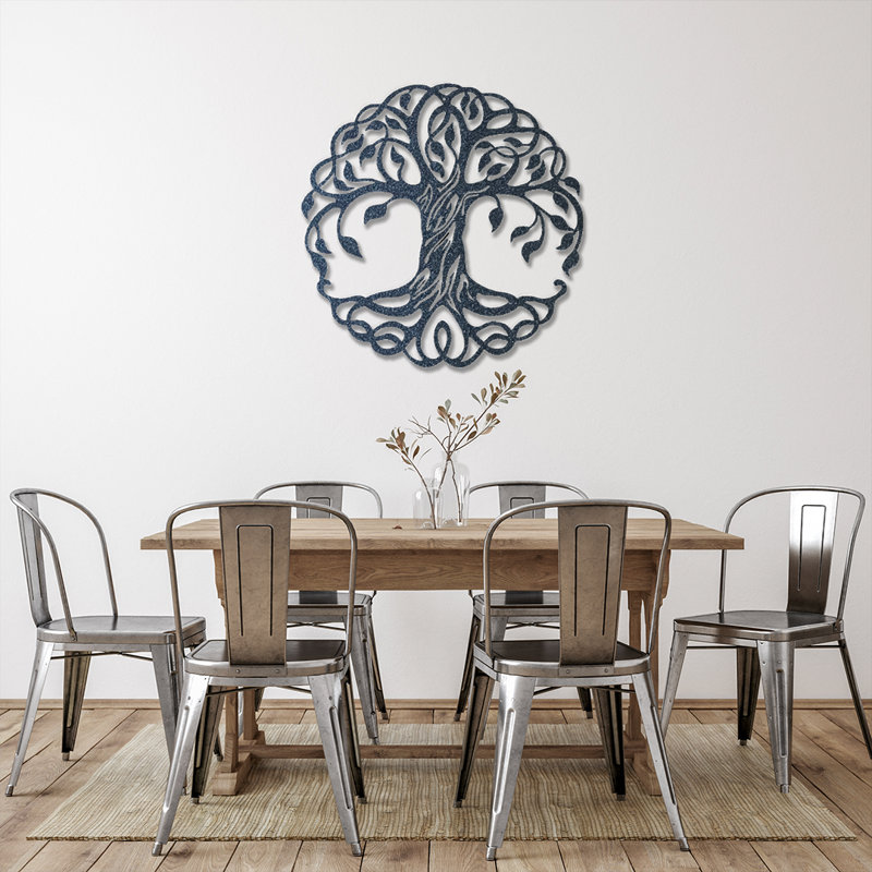 Traditional Landscape & Nature Wall Decor on Metal, Black, 36" H x 36" W x 0.06" D