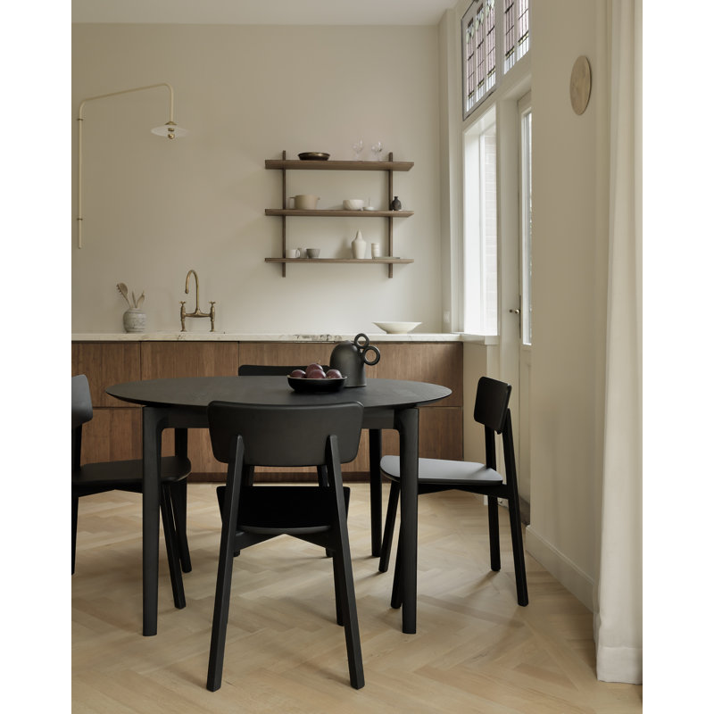 Bok Round Solid Oak Dining Table, Black