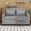 Canapé-lit escamotable avec dossier réversible et deux coussins décoratifs, canapé-lit avec ports USB et support pour téléphone, poches latérales-997774474