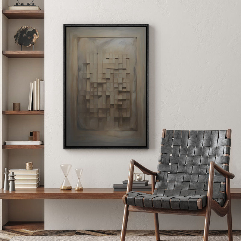 Impression sur toile encadrée de formes géométriques à effet 3D, Noir, noir, noir, noir, H 24 po x l 16 po