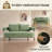Modern Rounded Loveseat Sofa, Green Textured Fabric-124582048