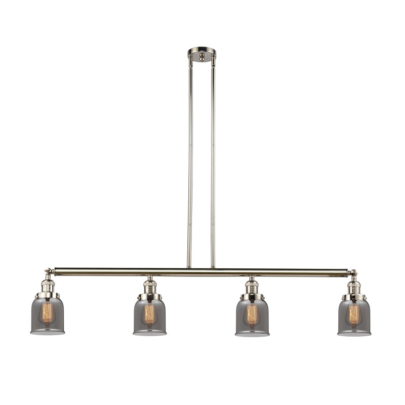 Luminaire suspendu linéaire à 4 lumières pour îlot de cuisine Mora, Ampoule non incluse, Plaqué couleur fumée, Nickel poli