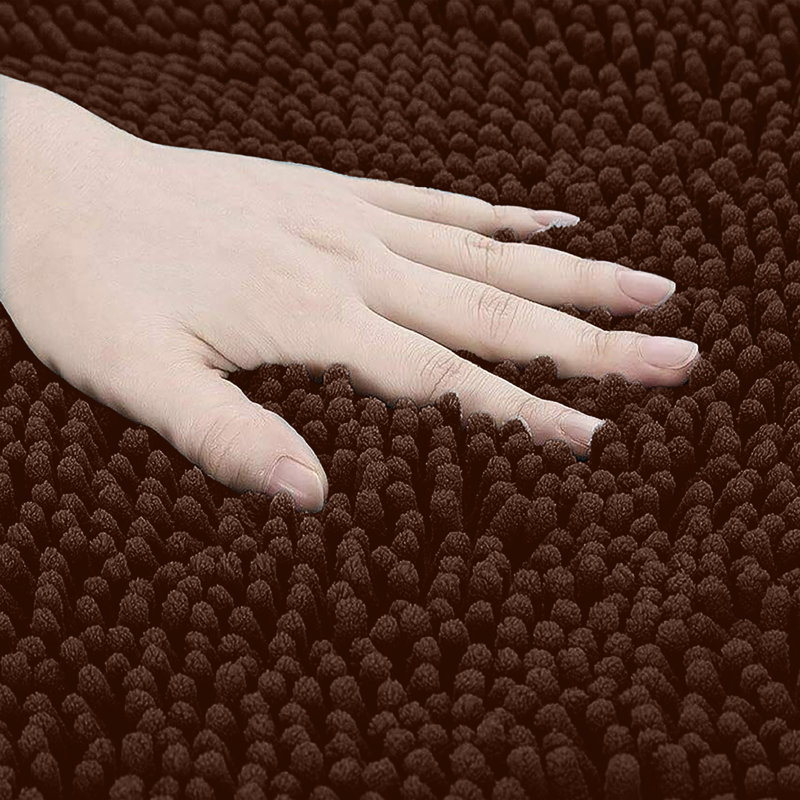 Door mat chenille nonslip for Bath and Kitchen Rug 60x90, BROWN