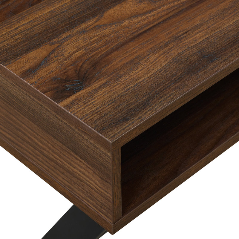 Queensbury Metal Base Writing Desk, Dark Walnut