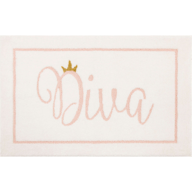 Tapis de bain Diva antidérapant résistant à la décoloration et aux taches, Blanc, L 20 po x L 34 po