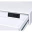 Bureau rectangulaire avec 2 tiroirs de rangement, blanc lustré, fini lustré, piètement en métal.