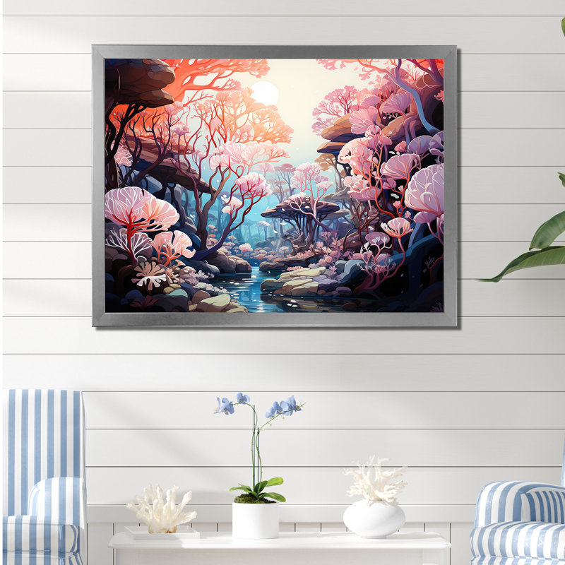 Magnifique paysage sous la mer - salon d'art mural plage et océan, Cadre simple argenté, H 12 po x l 20 po x P 1 po