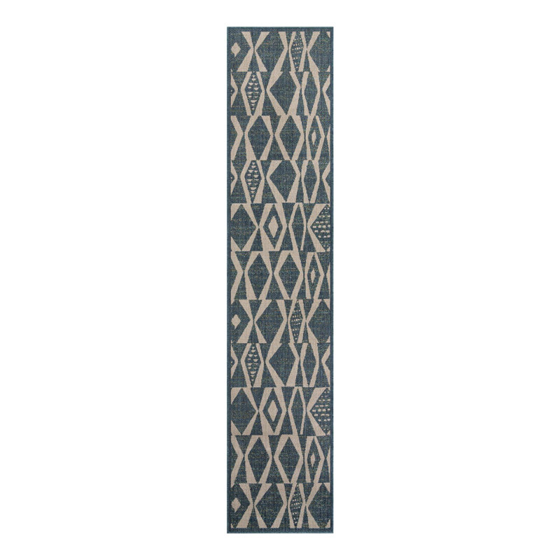 Geometric Indoor / Outdoor Rug, Runner 2'7" x 12'