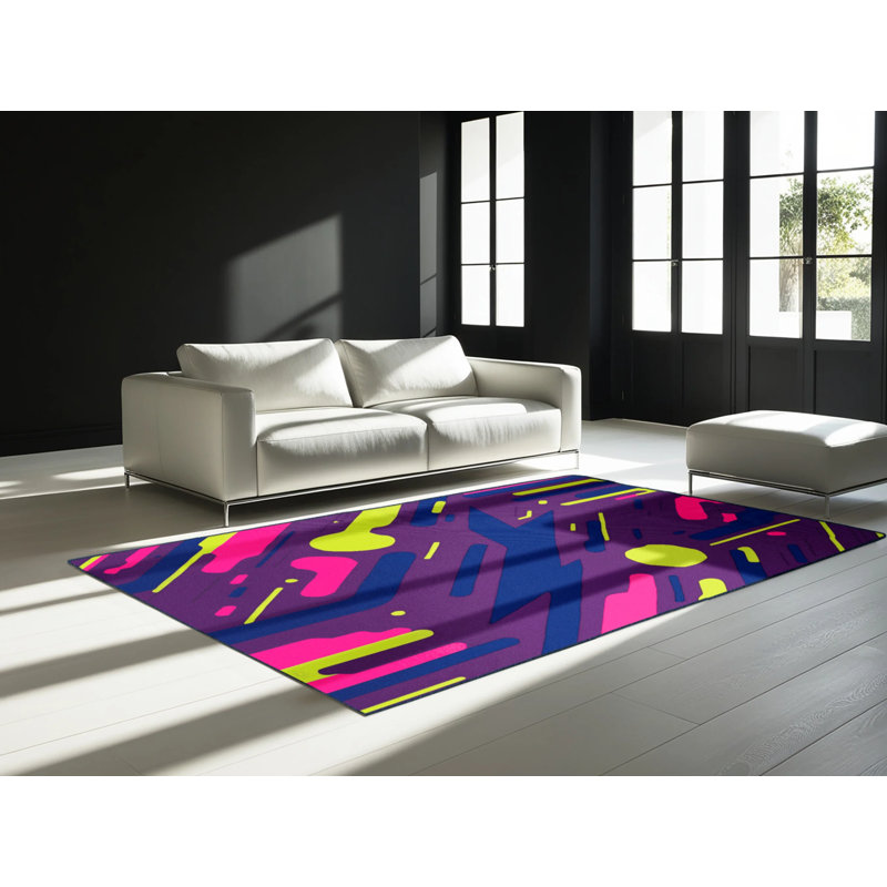 Neon Fractals Rug, Rectangle 3' x 5'