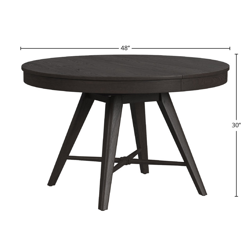 Catriona 48" Wide Solid Ash Round Dining Table, Black