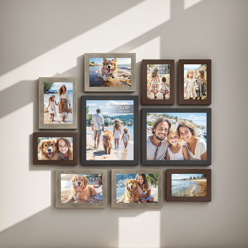 Collage Picture Frames For Wall Gallery Decor Set Of 10, Black/Brown/Gray
