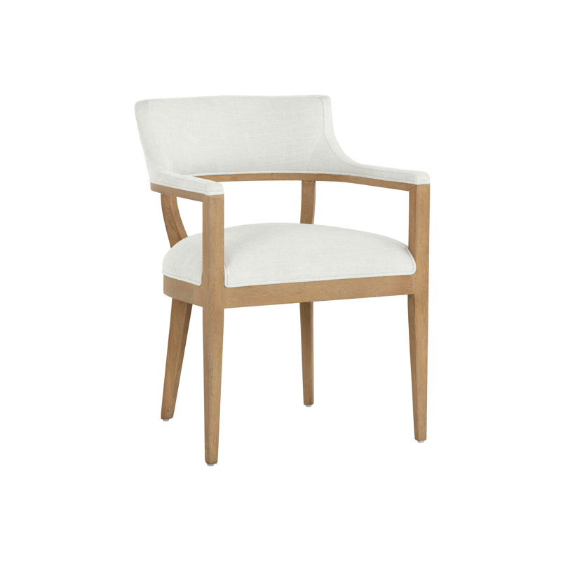 Fauteuil de salle à manger Sacco, Crème, Bois naturel
