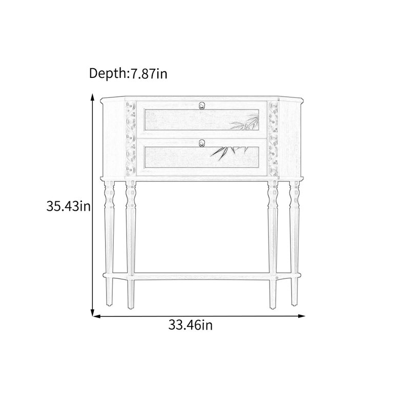 Walnut Wood Cabinet with Double Drawers