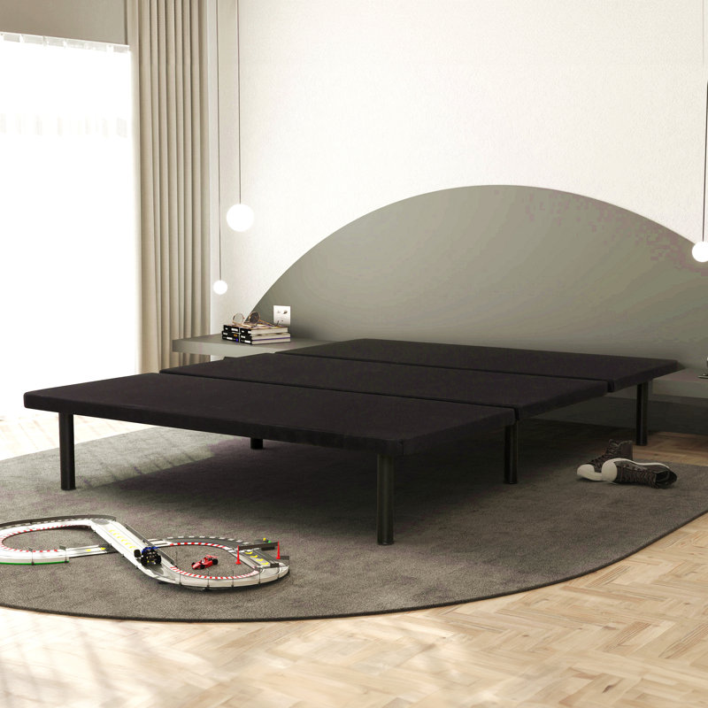 Structure de lit plateforme tapissier simple pour chambres à coucher, chambres d'amis, appartements, dortoirs, peu encombrant, noir