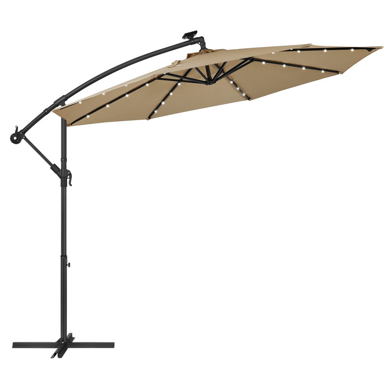 Piqua 300cm Lighted Market Parasol, Taupe