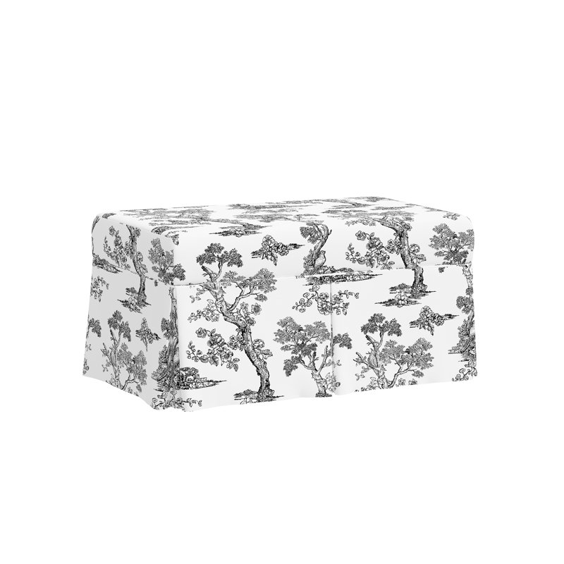 Red from Scalamandre Crafted by Cloth & Company Norwalk Upholstered Storage Bench in Patterns, Scm Toile Noir Linen