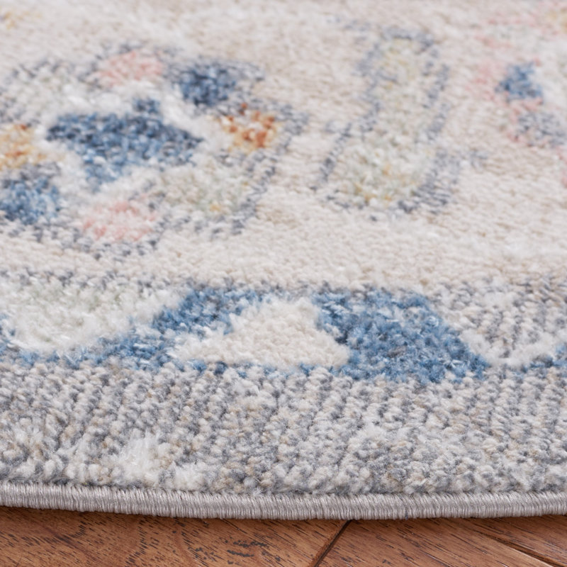 Tapis lavable Odiamehi 234 en beige / gris clair, Rond 6 pi 7 po