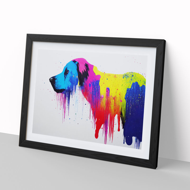 Dog Splash Vol.3 Abstract - Single Picture Frame Painting, Black, 46cm H x 64cm W x 2cm D