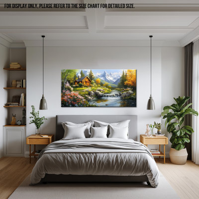 GUTTATY Spring Canvas Wall Art Rustic Nature Prints Cottage Scenery Wall Picture Forest Stream Artwork Charming Landscape Painting for Living Room Bedroom, 30x60 inches