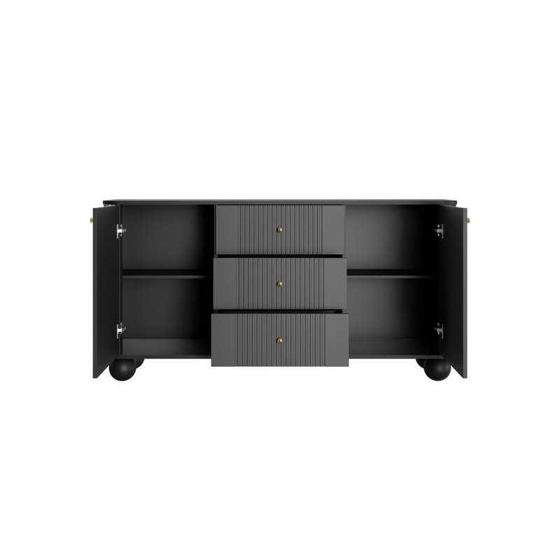 Dayzee Komoda 160 2d3sz - handles, Black/Gold