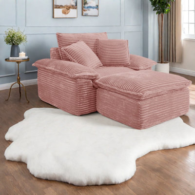 Compression Sofas Chair And Half, Pink Corduroy Modern Home Lounger