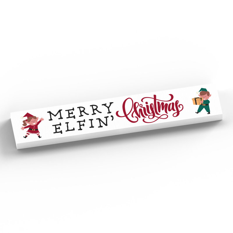 Xmas Merry Elfin Christmas Wooden Memento Block