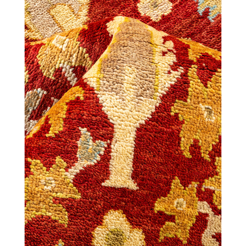 Tapis rouille noué à la main de conception unique 8 pi 10 po x 12 pi 2 po Sakchan