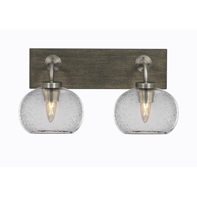 Barre d'éclairage de salle de bain 2 lumières Oxbridge avec finition en verre transparent de 7 po