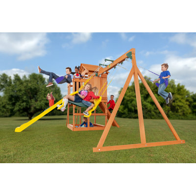 Timber Valley Swing Set with Wooden Roof