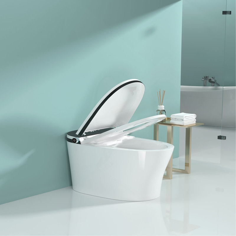 Toilette intelligente avec bidet intégré, toilette à ouverture et fermeture automatique à une pièce ADA, siège chauffant, lavage avant et arrière, affichage à DEL, veilleuse, installation brute de 12 po