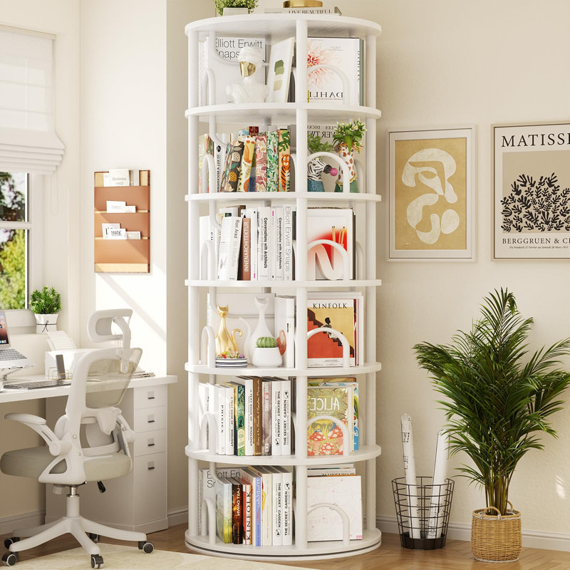 Tour de bibliothèque rotative à 6 niveaux, Blanc