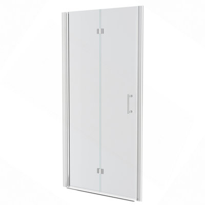 Fold Frameless Shower Door With Tempered Glass, 1/4" (6 Mm)