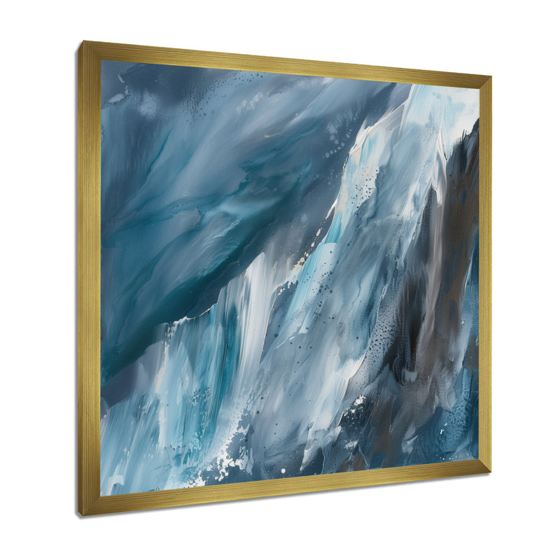 «Splash Blue Indigo», reproduction sur toile encadrée, Cadre doré, H 16 po x l 16 po x P 1 po