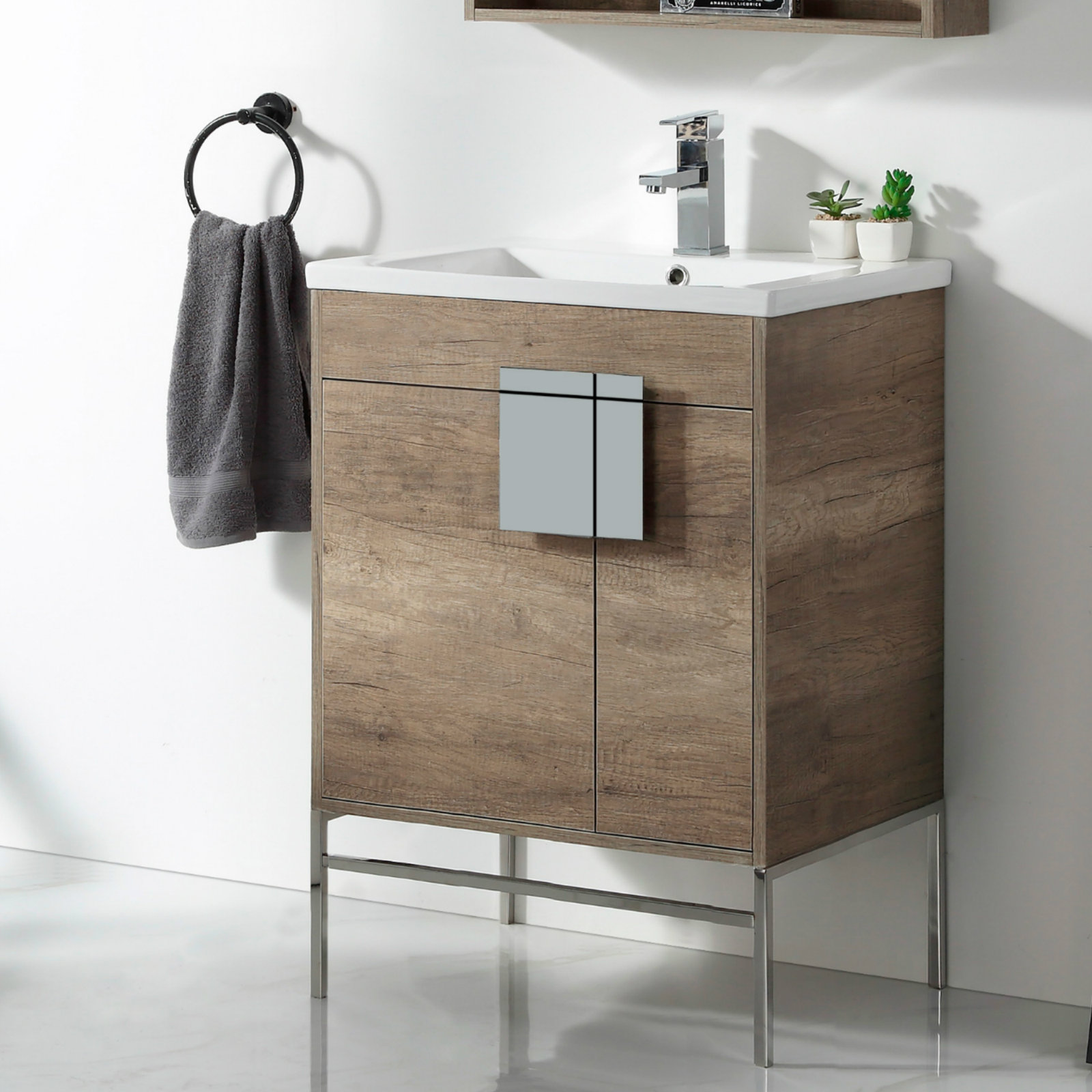 Maisie 24'' Single Bathroom Vanity, Polished Chrome, Gray