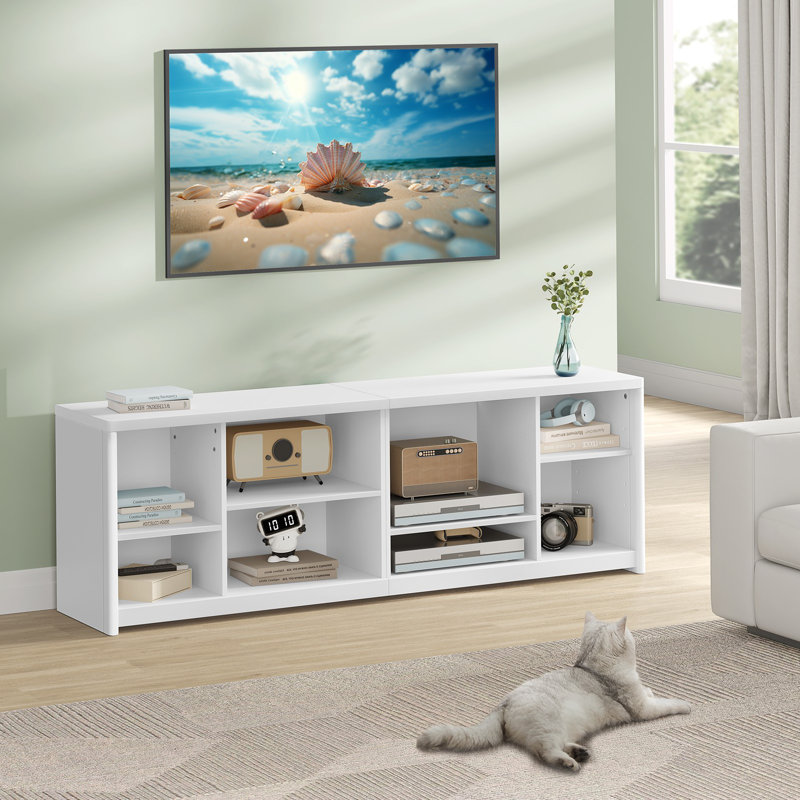 Tv Cabinet With Storage Shelves, White