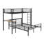 Lit mezzanine en métal avec bureau intégré, cadre de lit superposé en L double au-dessus de simple, noir