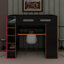 Lit mezzanine double en bois avec bureau, garde-robe et lumière DEL RVB-1679235579