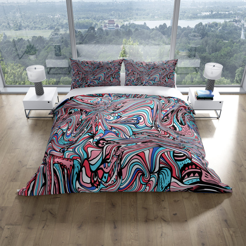Polyester Abstract Duvet Cover, King Duvet Cover + 2 Shams