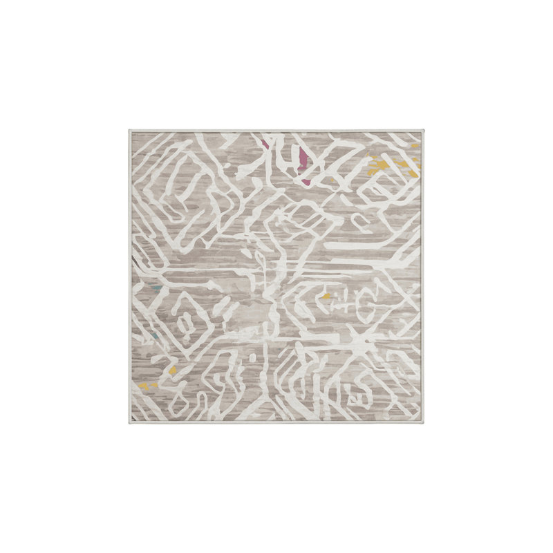 Machine Washable Beige Area Rug, Square 7'