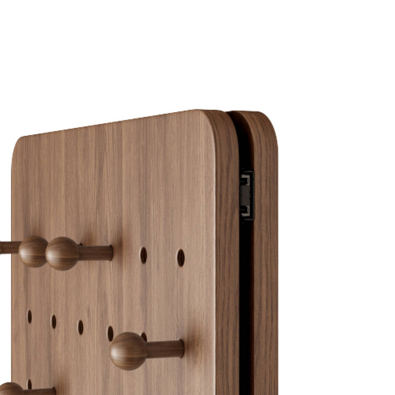 47.6*15.7In Wall Mounted Full Body Mirror Walnut, Multifunctional Panel With Shelf Hook For Living Room, Walnut