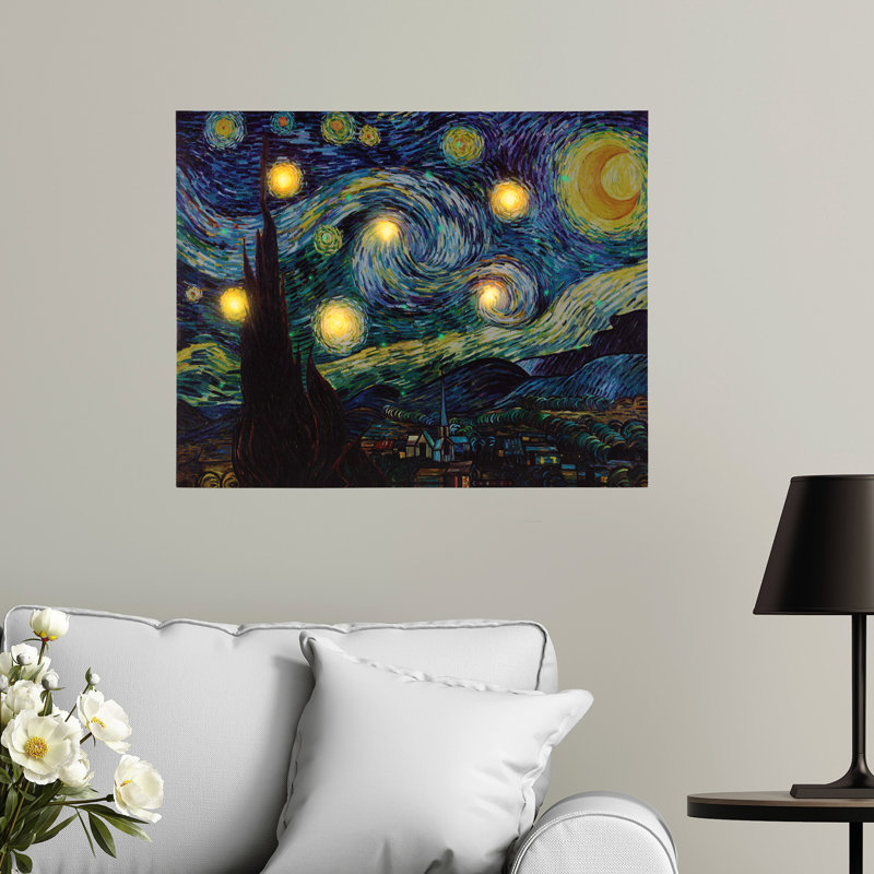 « starry night » par vincent van gogh, reproduction de peinture à l’huile sur toile, H 16 po x l 20 po x P 0,75 po